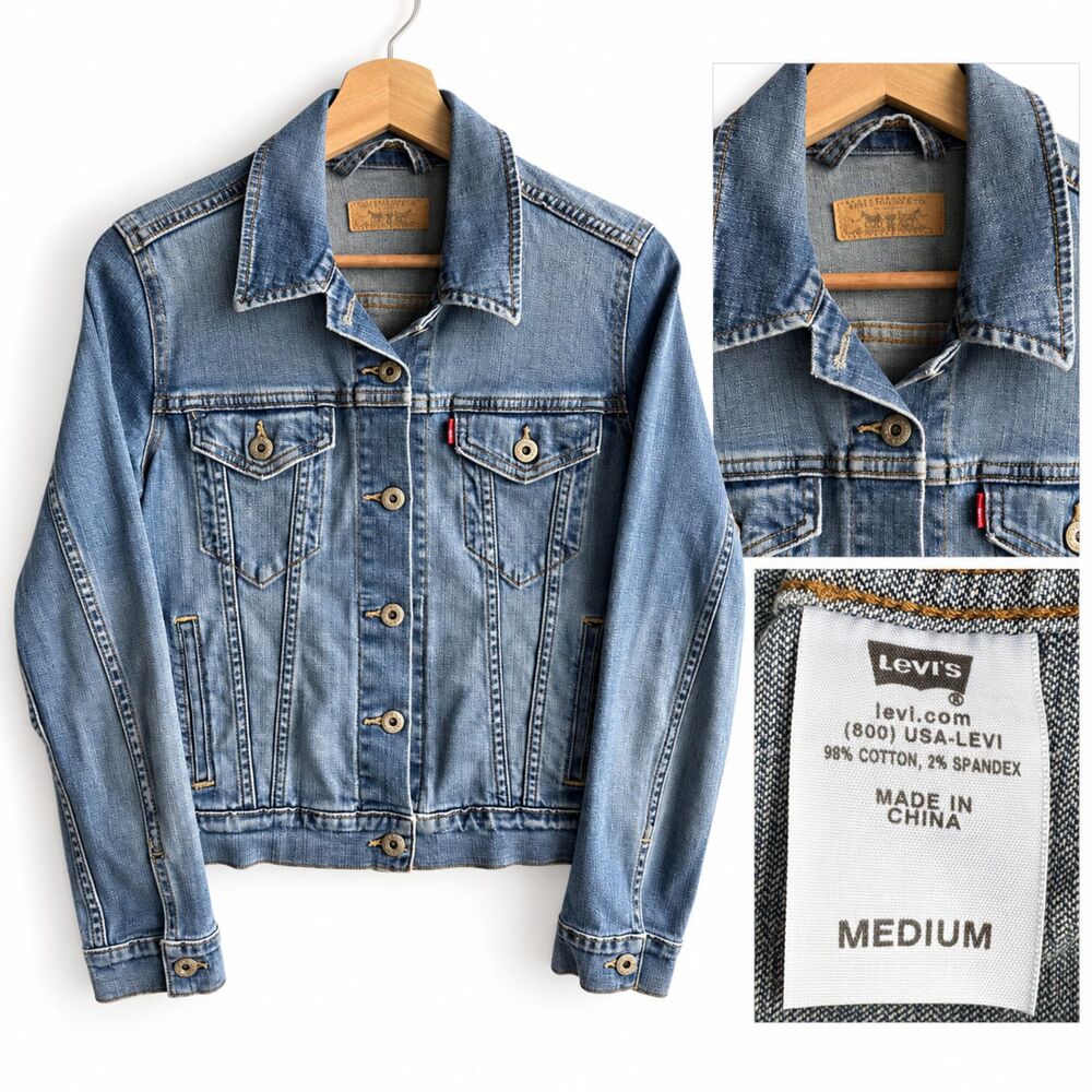 Y2K Levi's Denim Trucker Jacket Blue Jean Unlined Women's Medium